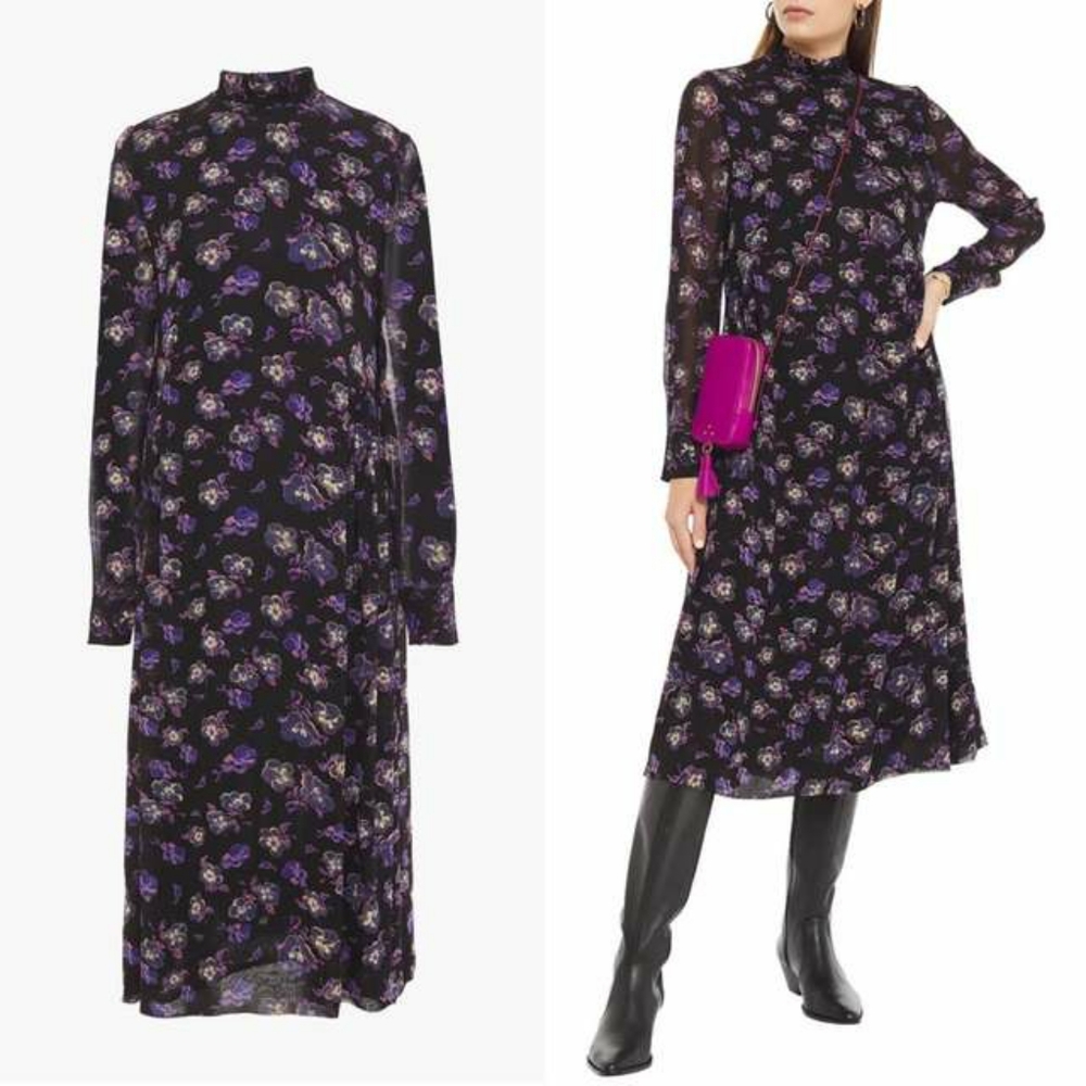 NWT GANNI Floral Print chiffon midi dress
